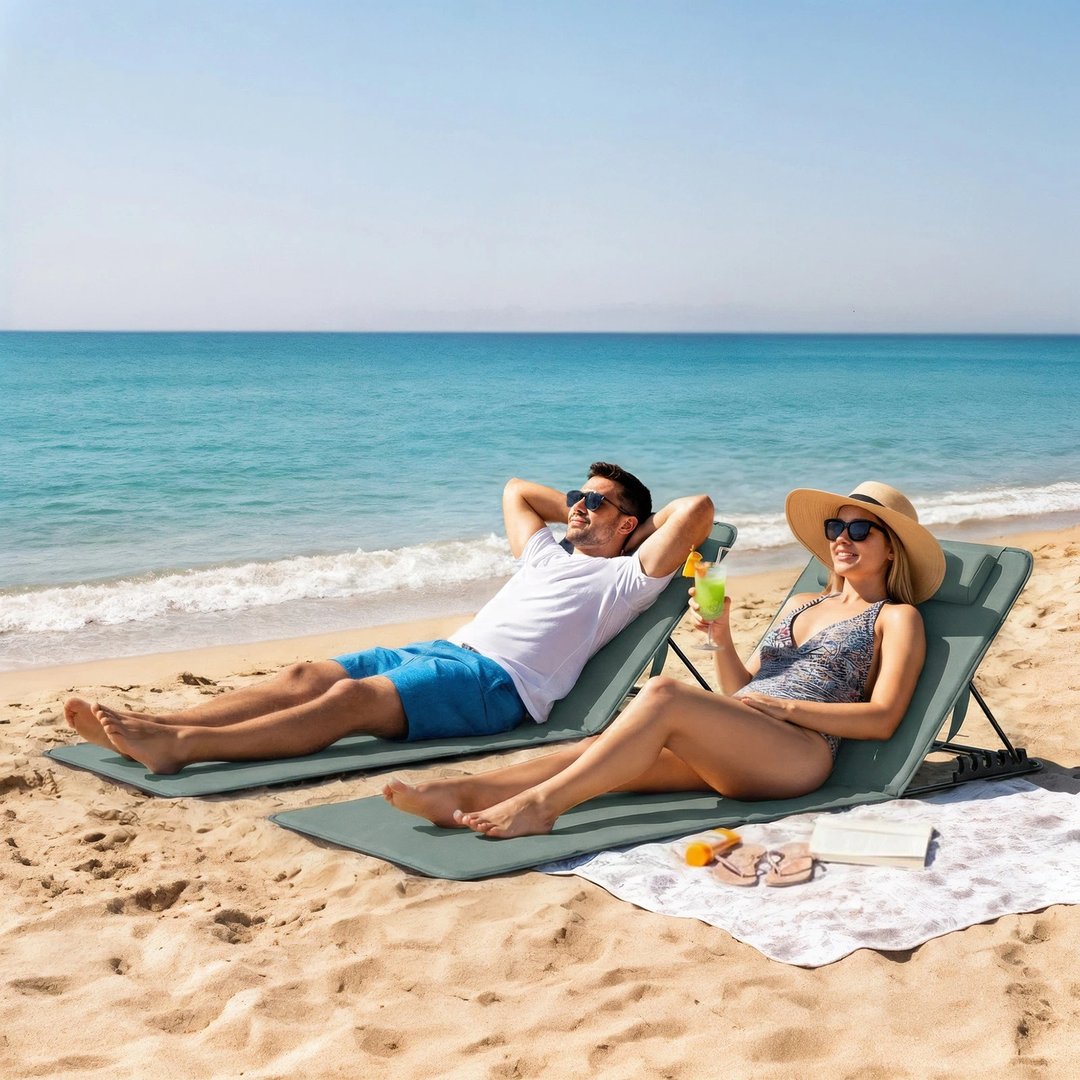 Foldable Sun Loungers Set of 2