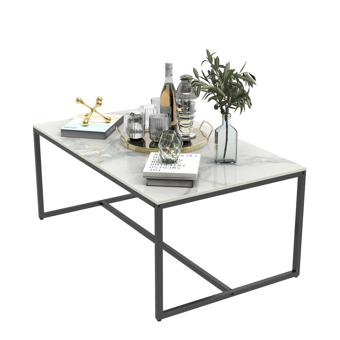 Elegant White Coffee Table Simple Modern Center Table Living Room