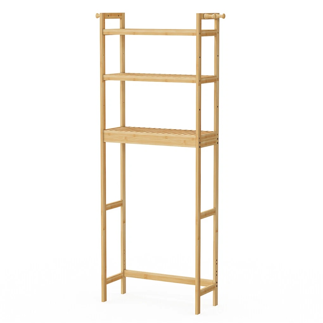 Firm Reliable Convenient Bamboo Storage Shelf Adjustable Organizer