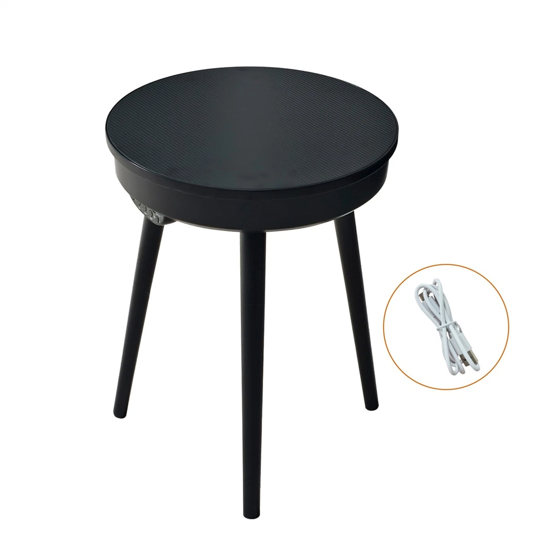 LED Side Table Smart Nightstand Coffee Table Port Carbon Fiber Black