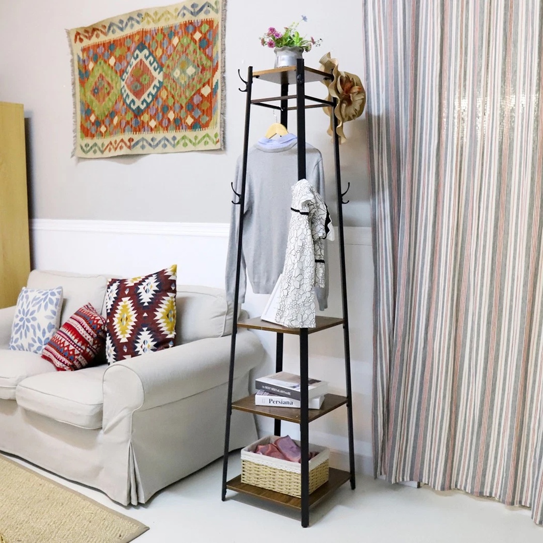 Revolving Shape Coat Stand Full Visible Garment Rack Three Shelf