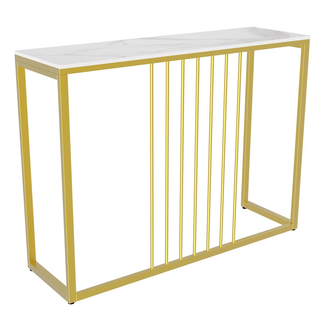 Console Table End Table Marble Effect Storage Shelf Hallway Hall