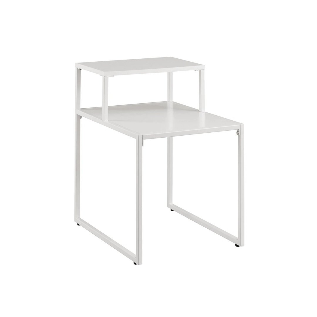 2 x Wood Sofa Side End Coffee Table 2 Tier Nightstand Solid White