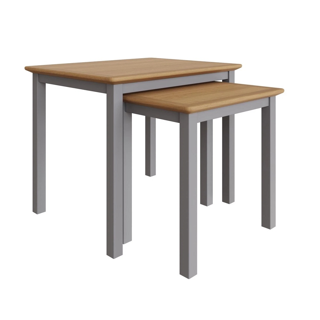Nest of Tables Dove Grey Oak Veneer Coffee Table Assembled