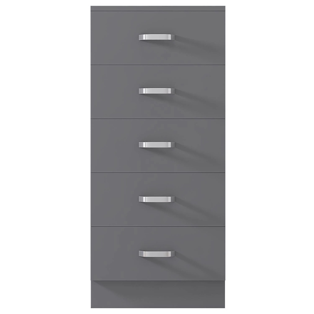 5 Drawer Chest of Drawers Metal Pull Handles Bottom Fixed Runners