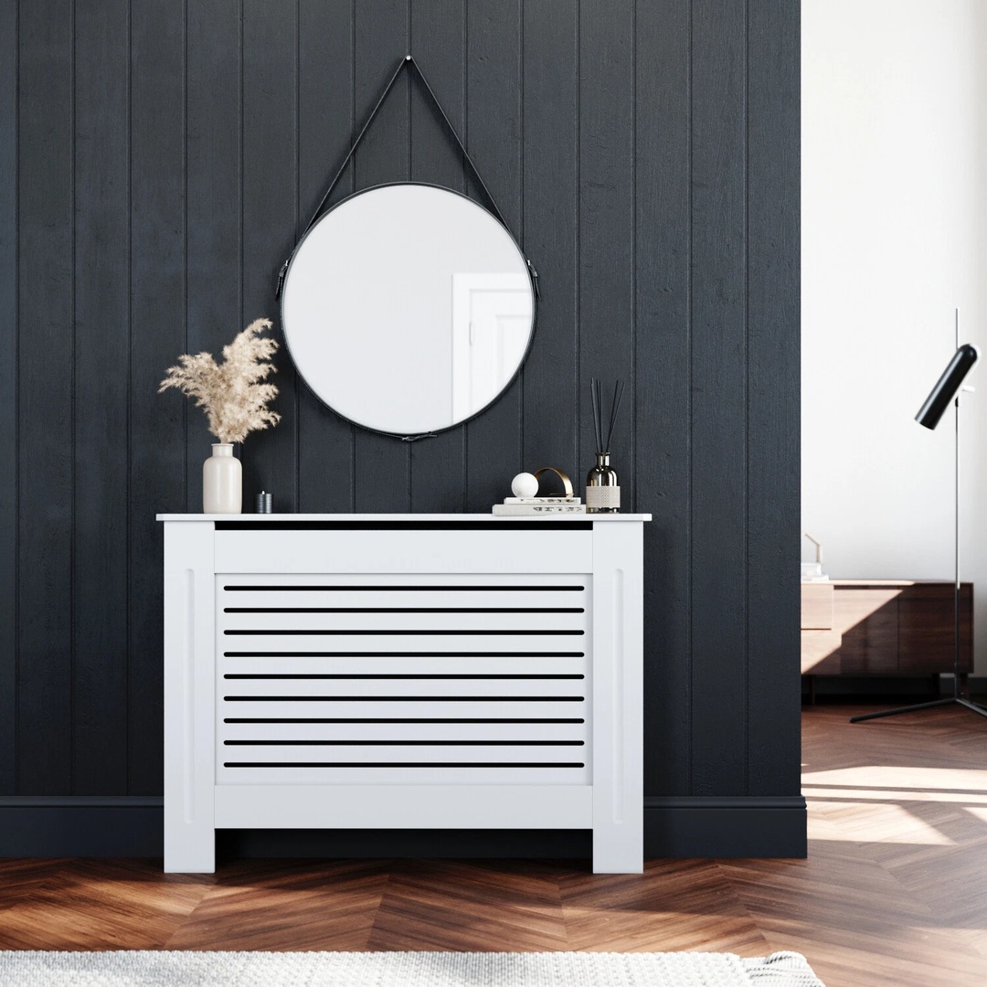 Cover White Top Shelf MDF Horizontal Grill Wood Cabinet Furniture