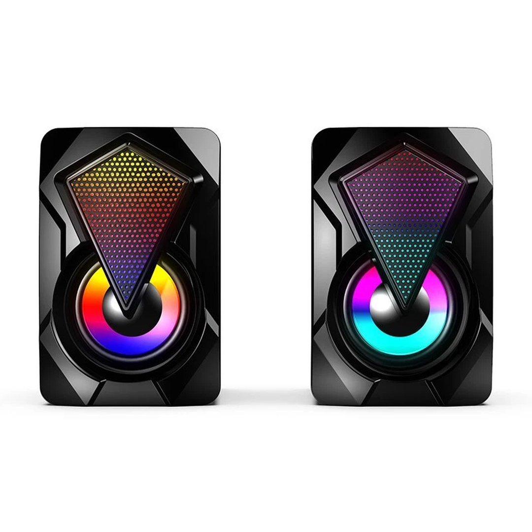 2X Subwoofer Computer Speakers USB Wired LED Bass Stereo Player