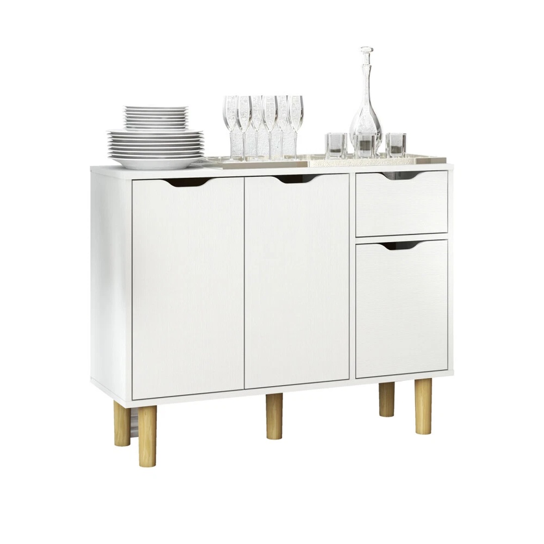 Wooden Sideboard TV Stand Storage Cabinet White