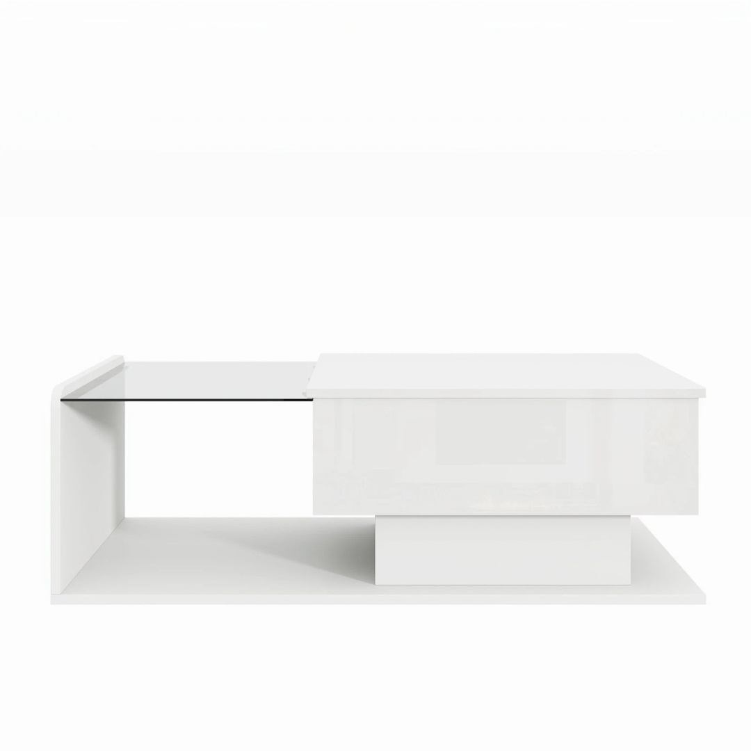 Lift Top Coffee Table with Hidden Storage and LED Lights