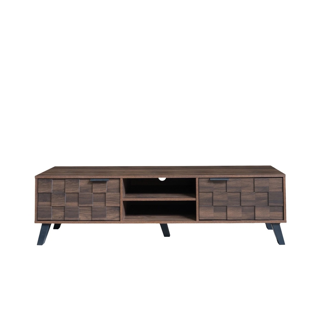 TV Cabinet 160cm TV Stand 2 Doors Open Shelves Wood