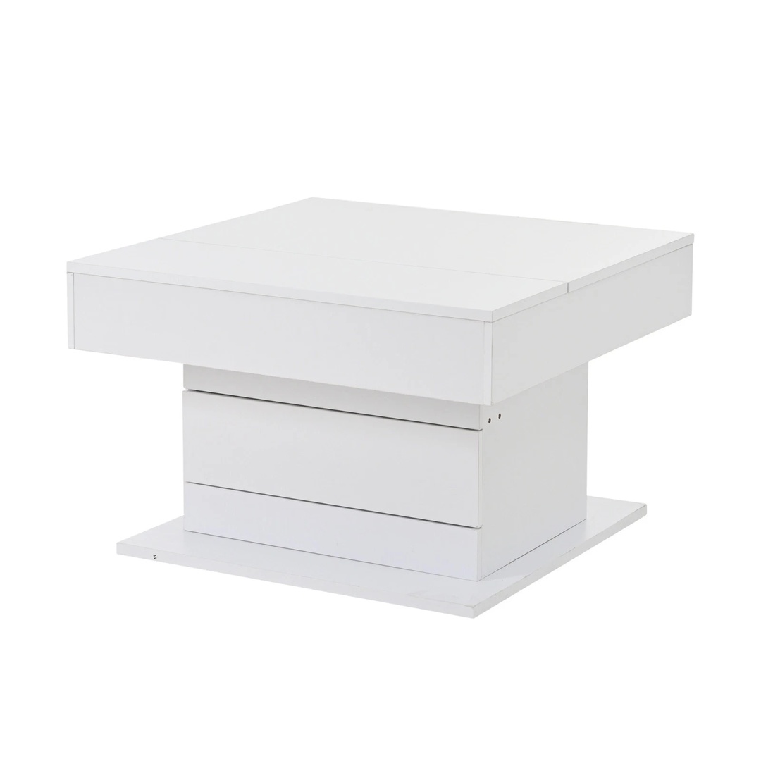 Rotating Lift Top Coffee Table with Drawer Hidden Compartment Storage