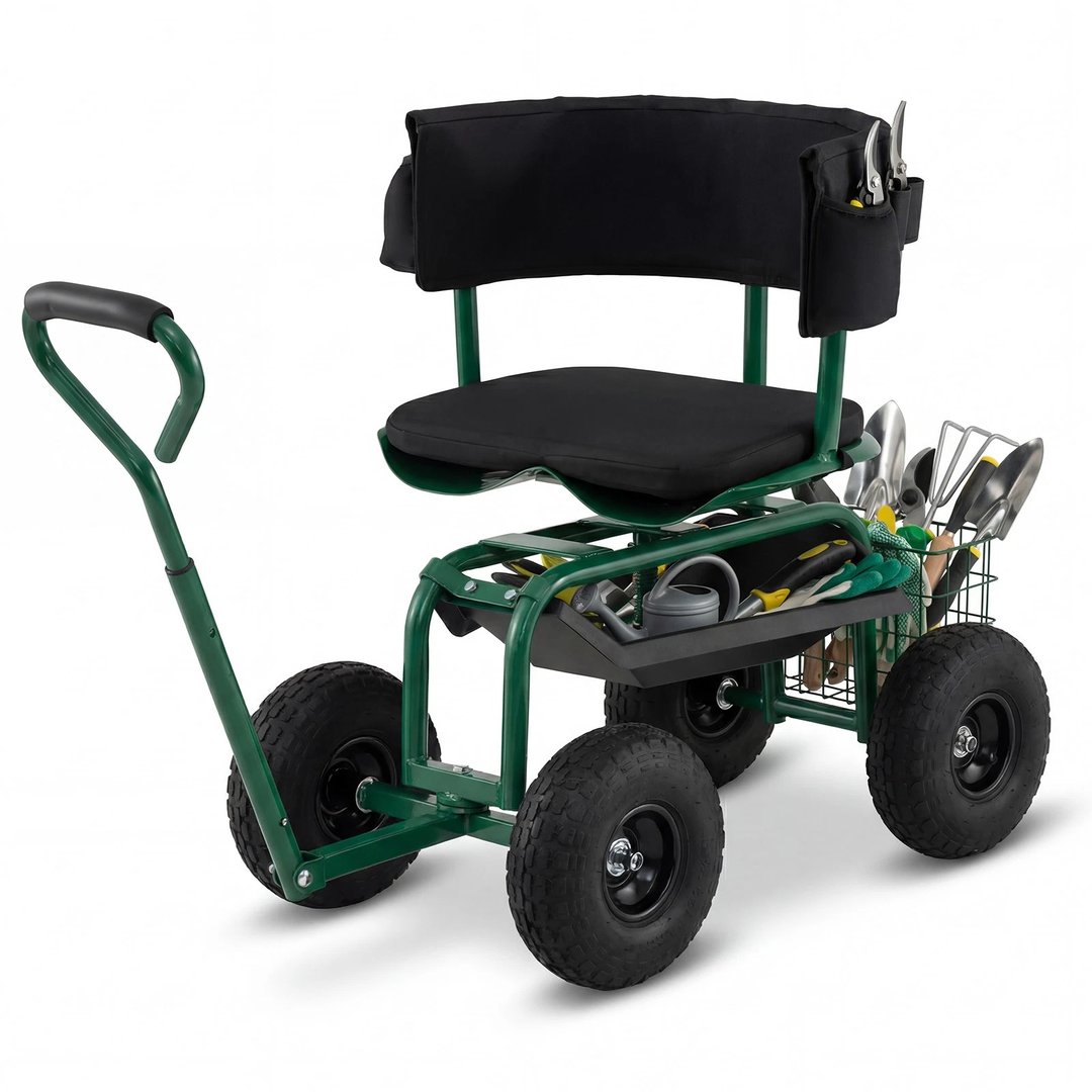 Wheeled Swivel Rolling Garden Work Seat Cart