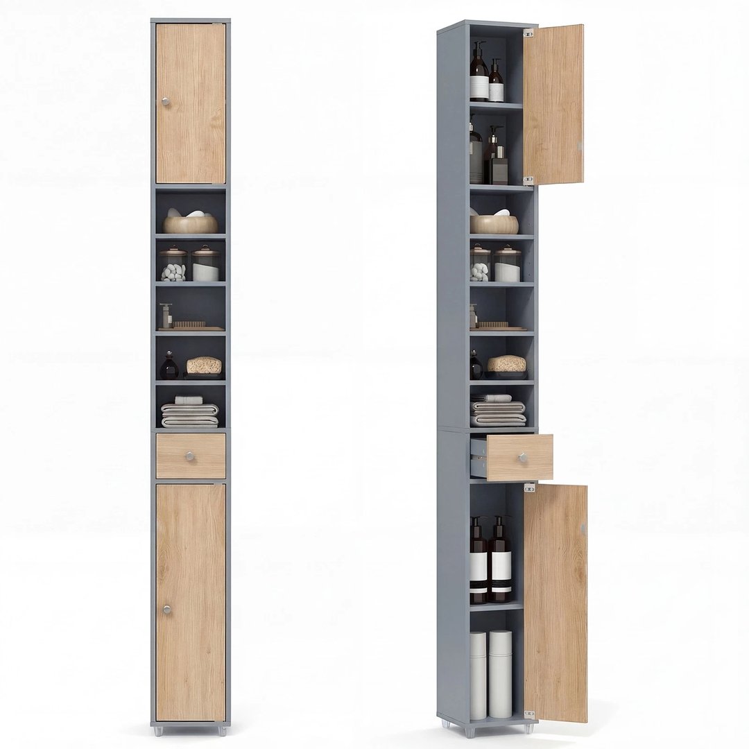Slim Tall Bathroom Storage Floor Cabinet