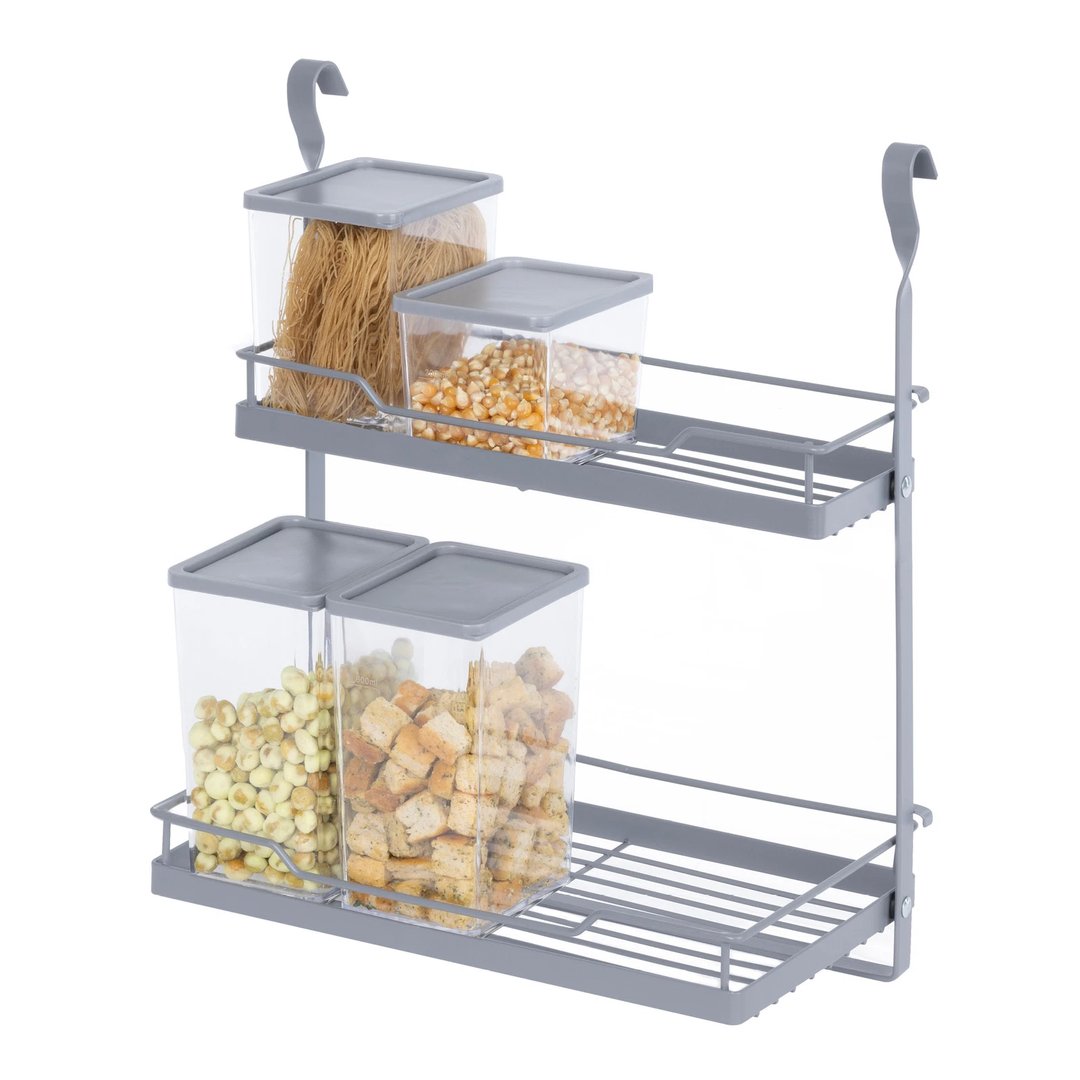 Grey Kitchen Hanging Rack Fold Away Storage