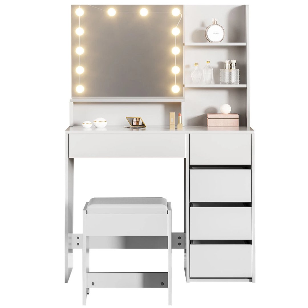 5 Drawer LED Mirror Dressing Table Set