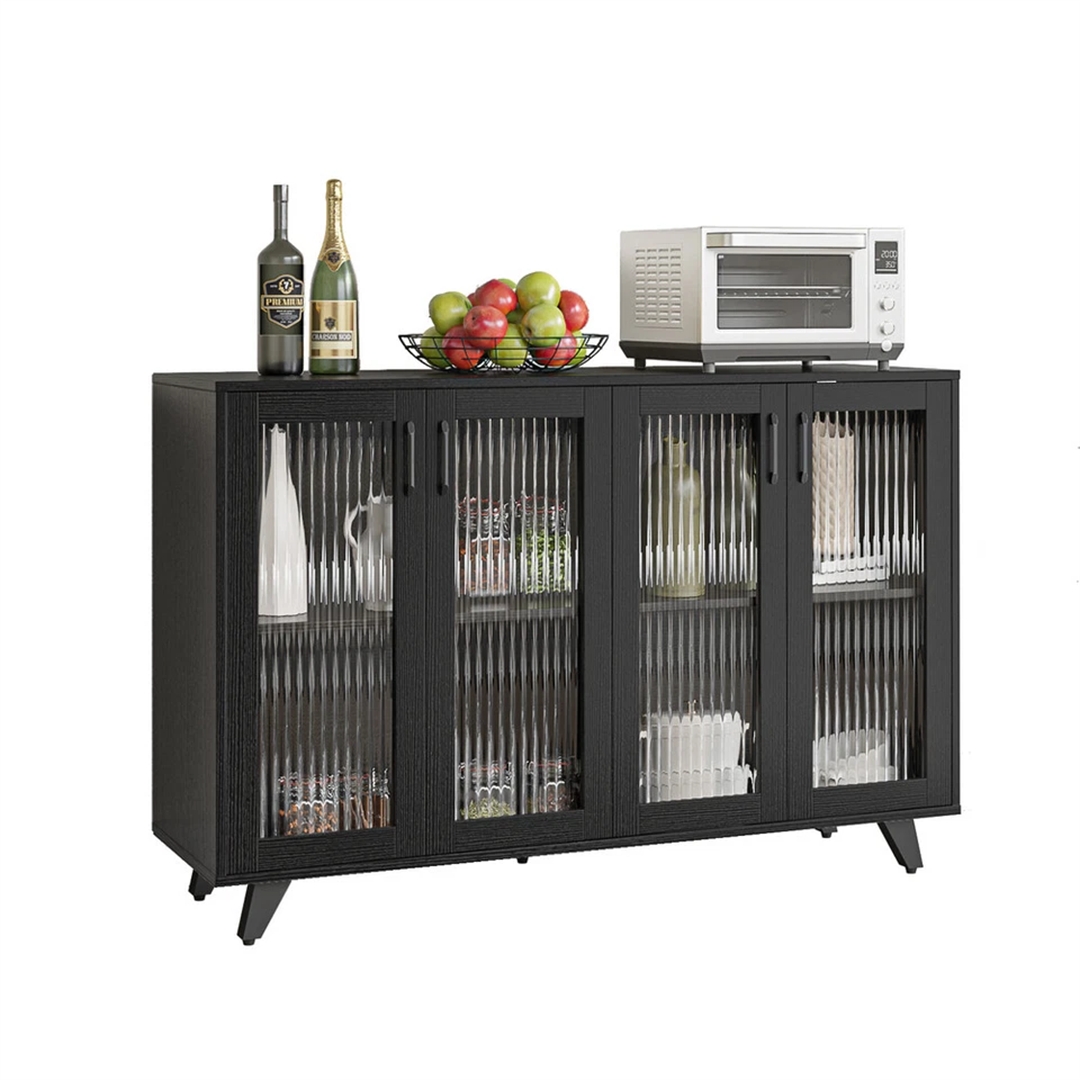 Black 4 Doors Sideboard-Kitchen Buffet Cupboard
