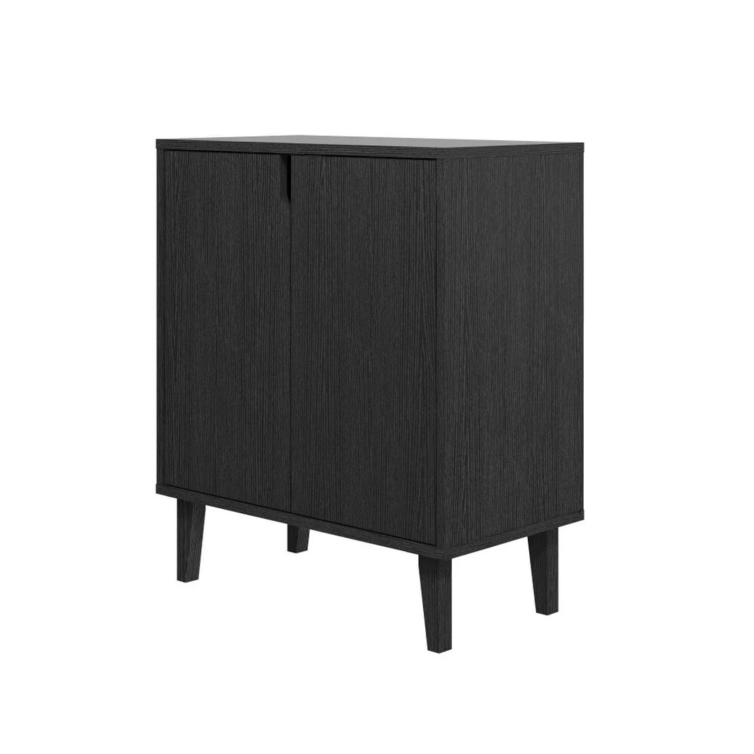 2 Doors Cabinet Black-Wood Sideboard Storage Cabinet