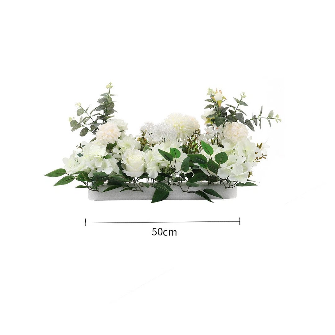 50CM Wedding Ivory Silk Rose Flower Row Table