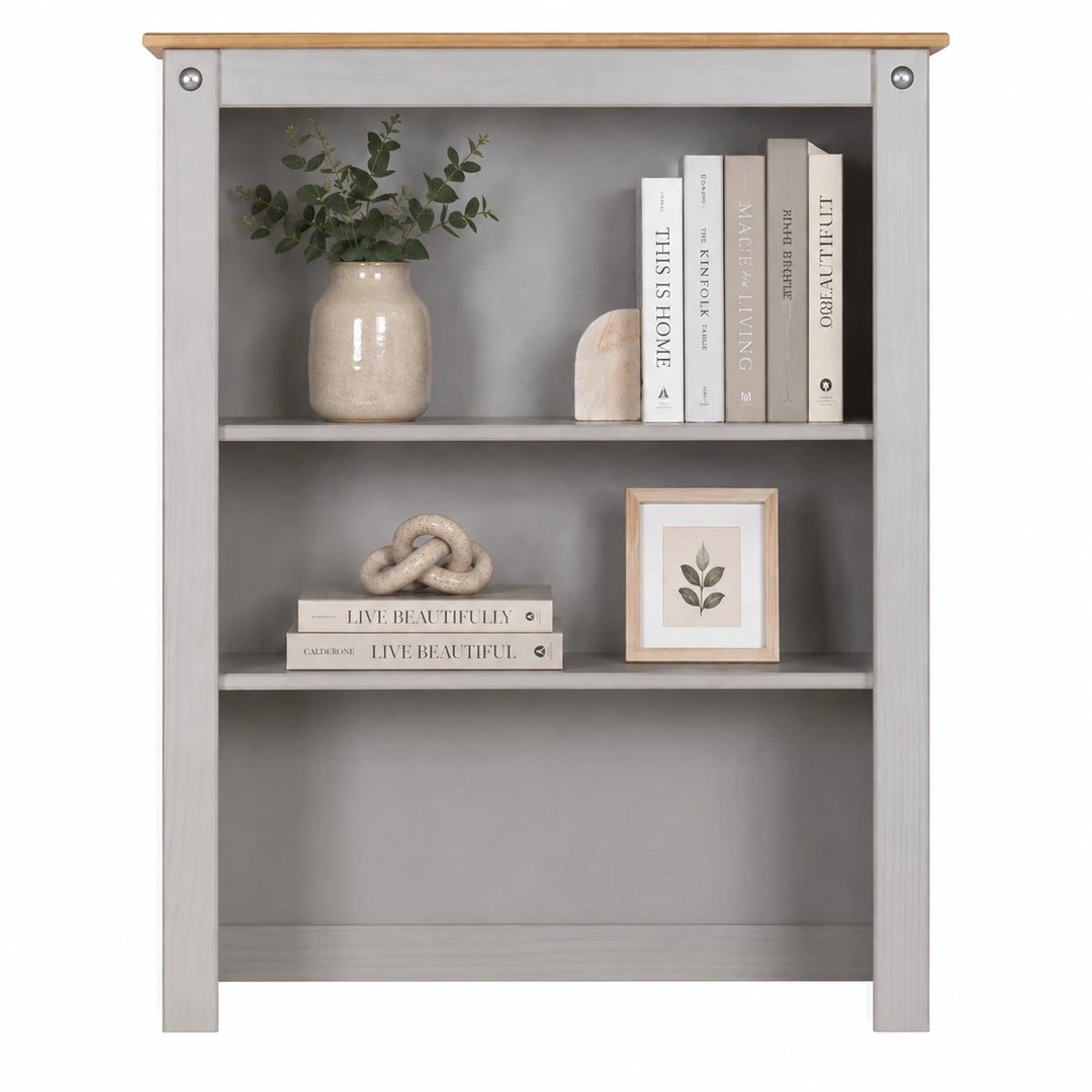 Grey Pine Hutch Top for Sideboard Buffet