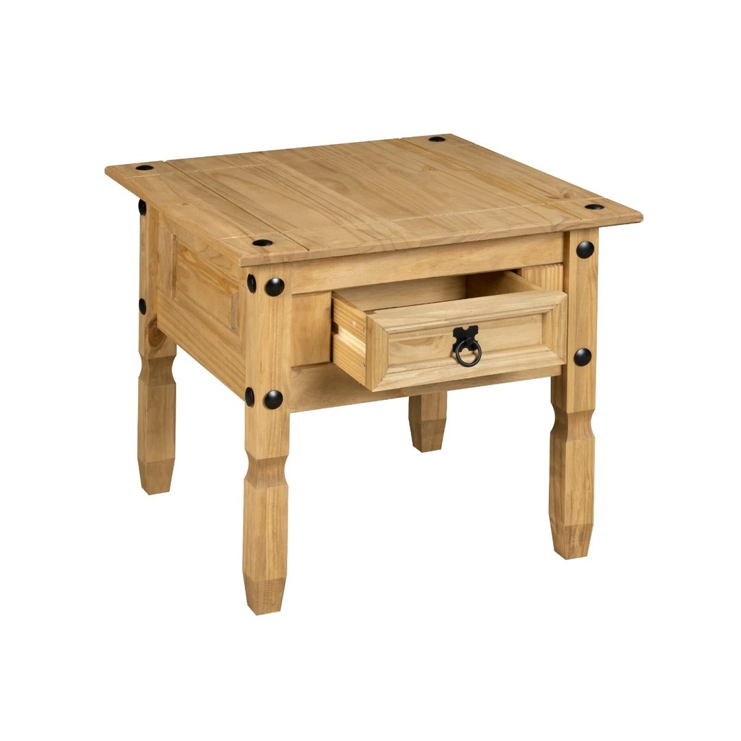 1 Drawer Mexican Pine Rustic Lamp Table