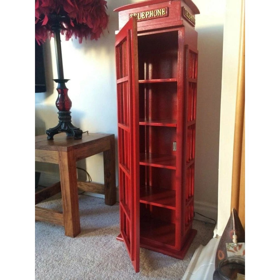 Handmade London Pine Telephone Box CD Storage Cabinet