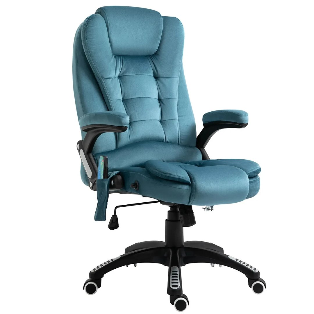 Blue Velvet High Back Massage Executive Office Chair