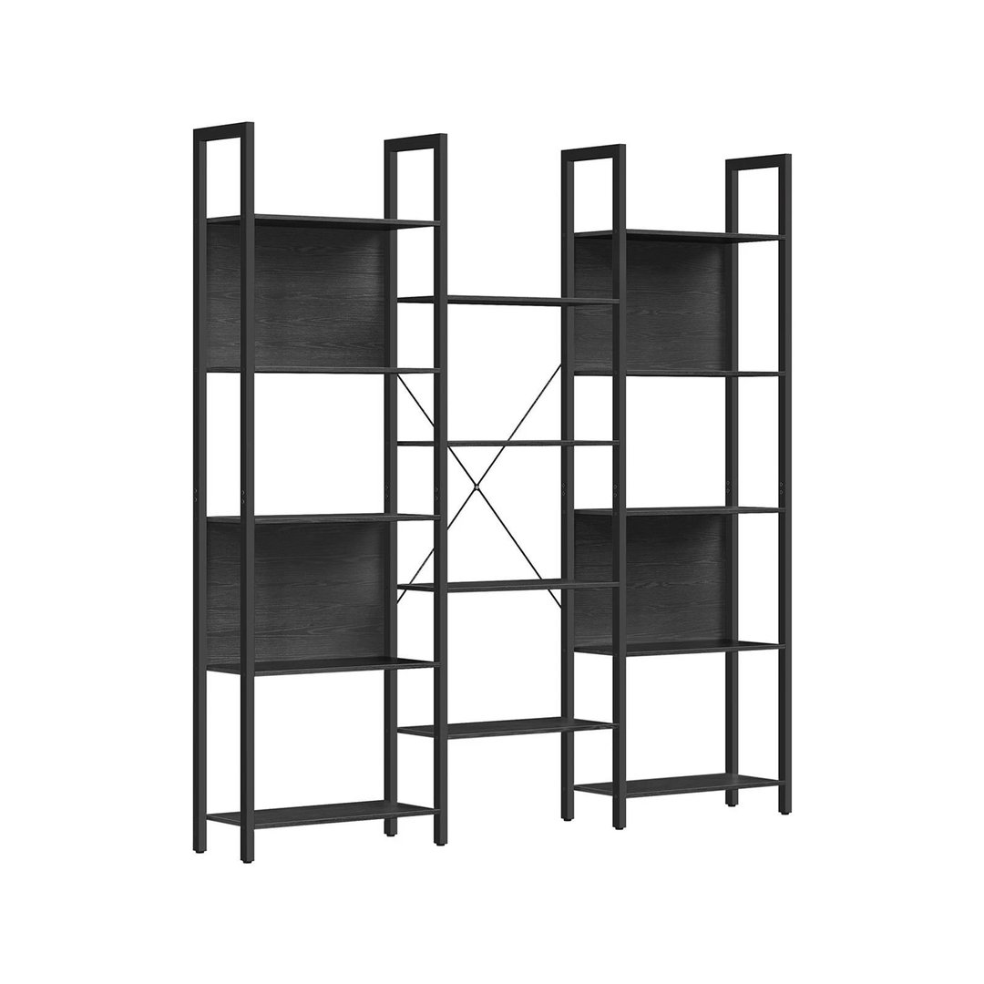 Black Large Industrial Rustic Bookshelf Metal Frame Display Unit