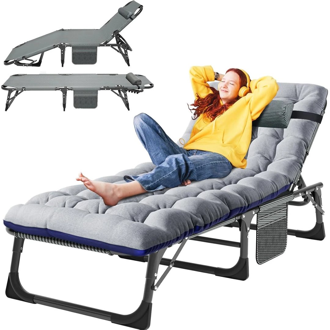 Padded Sun Lounger Foldable Camp Bed