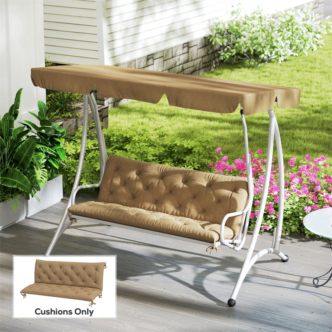 3 Seater Khaki-Bench Cushion Swing Chair Seat Pad