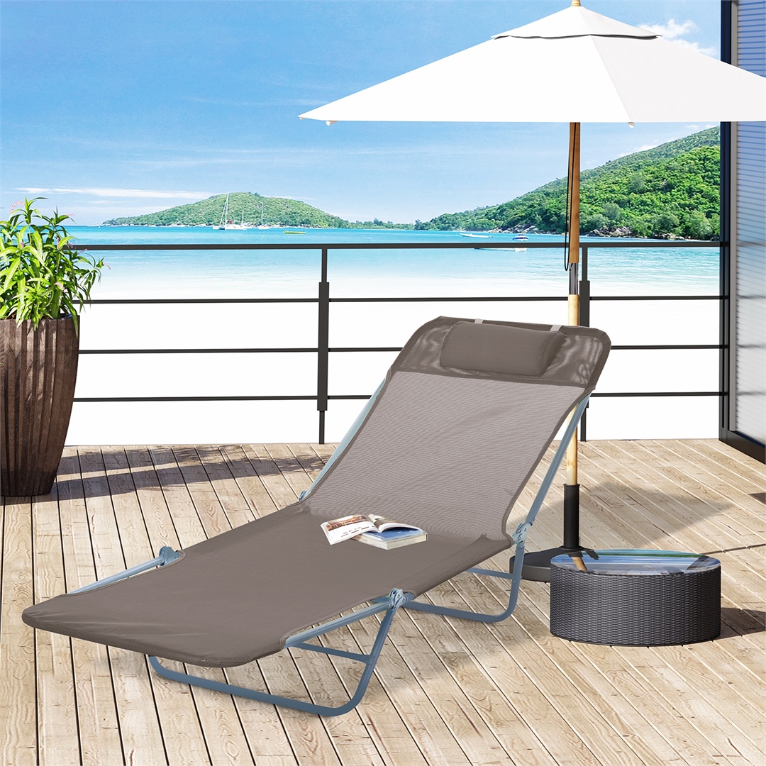 Coffee-Sun Bed Chair Garden Lounger Recliner