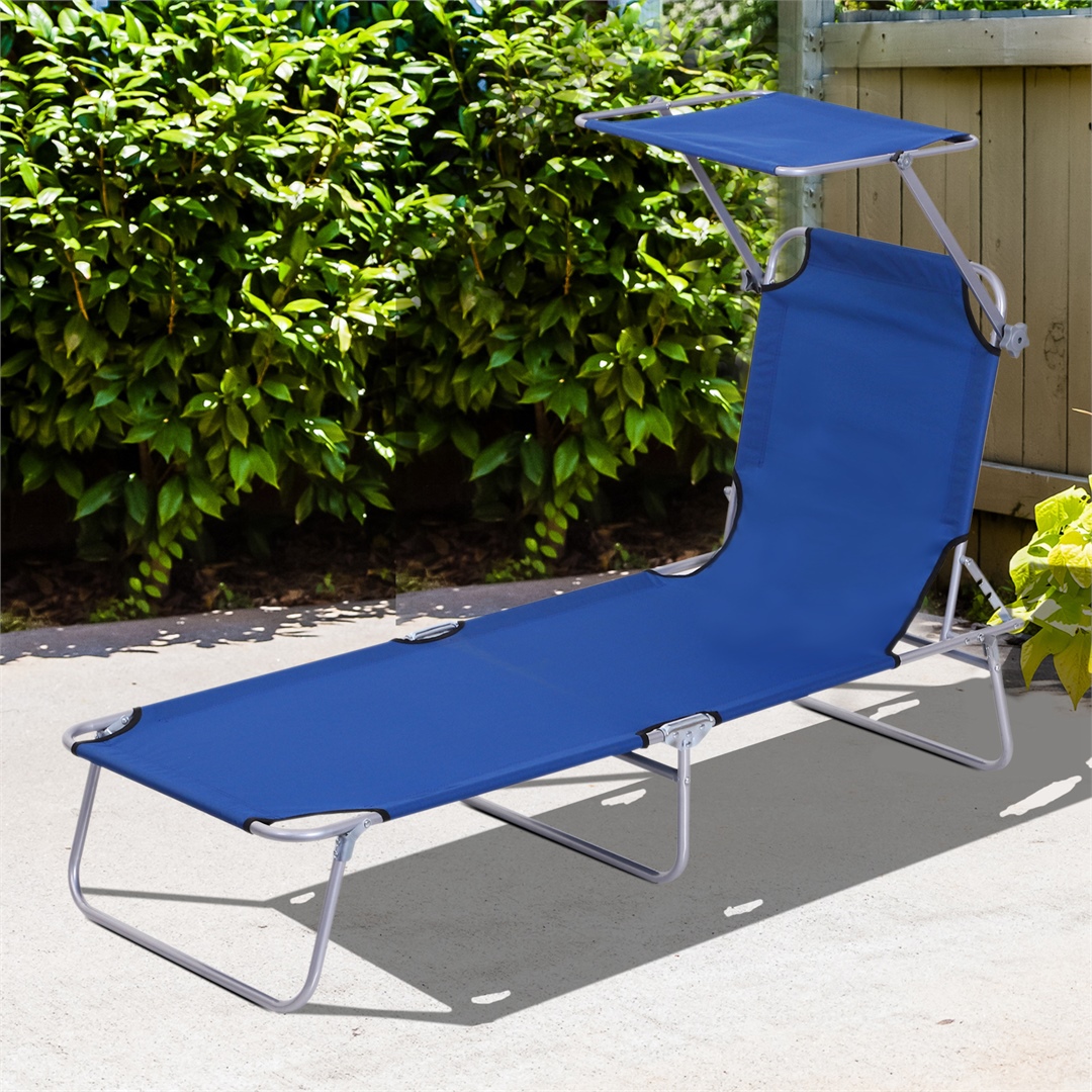 Blue-Reclining Sun Lounger Chair Folding