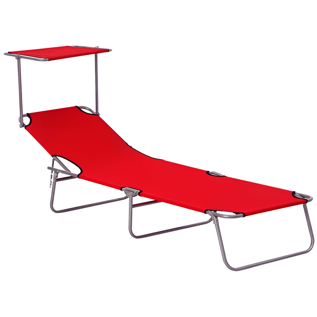 Red-Reclining Sun Lounger Chair Folding