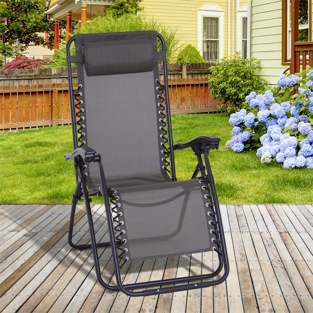 Grey-Reclining Lounge Chair Outdoor
