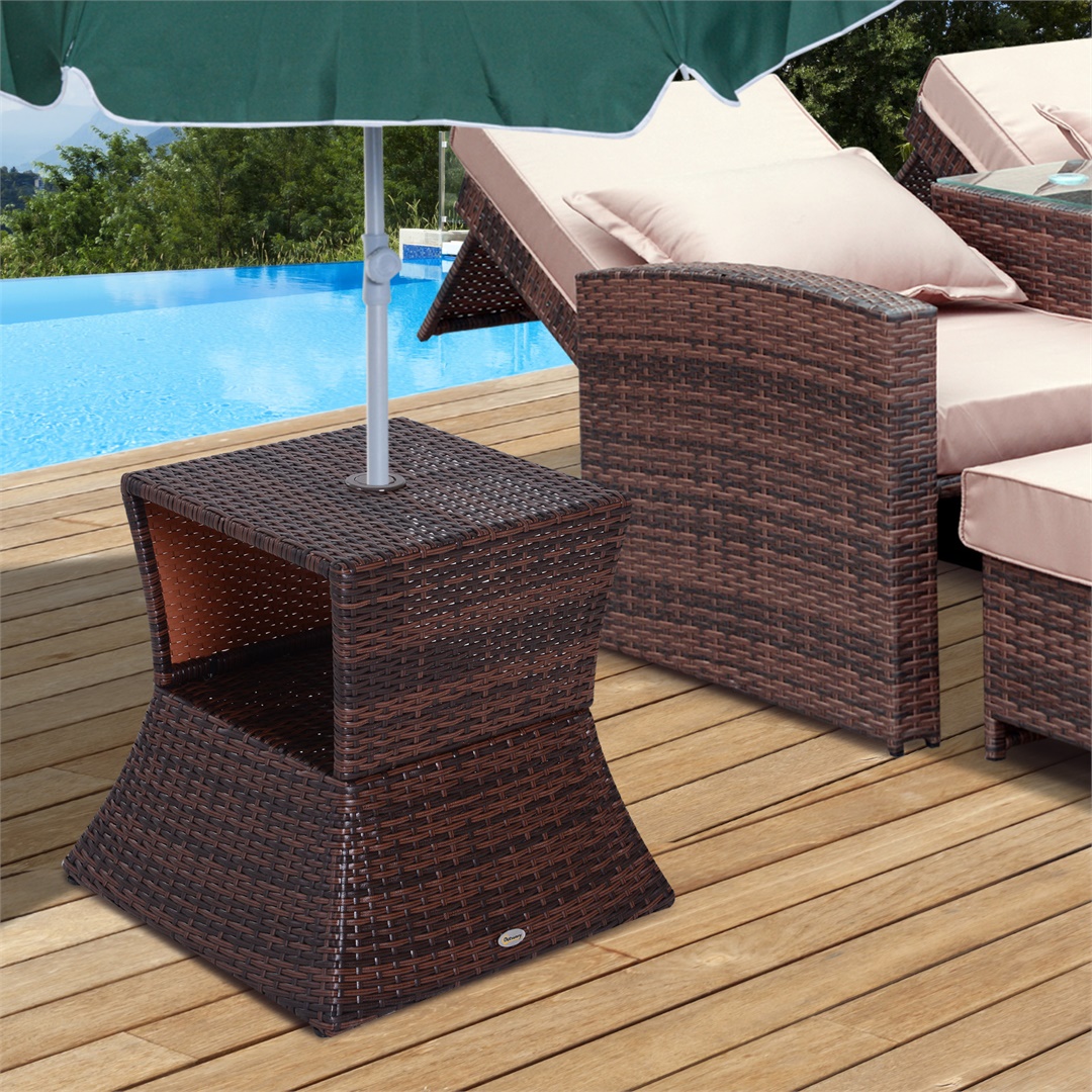Brown-Side Table Outdoor Tea Coffee
