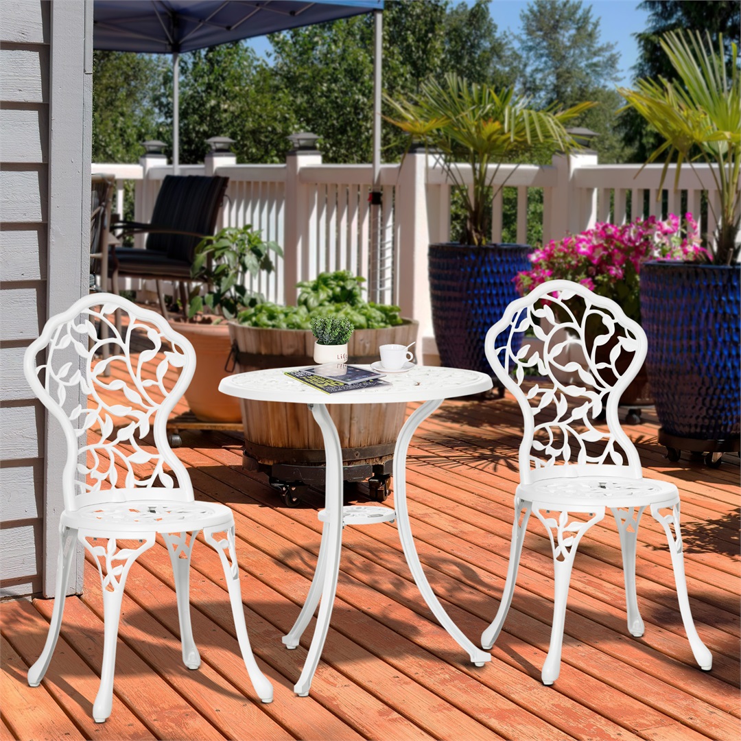 White-Bistro Set Garden Coffee Table Chair