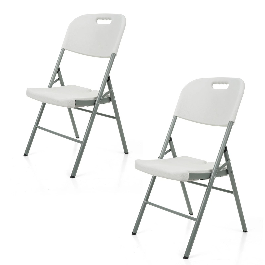 2- Folding Plastic Chairs Indoor Outdoor Garden