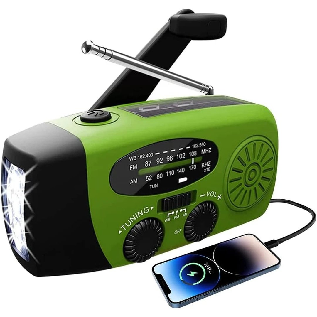 Emergency Wind Up Radio Hand Crank Solar AM FM Power Bank LED Torch