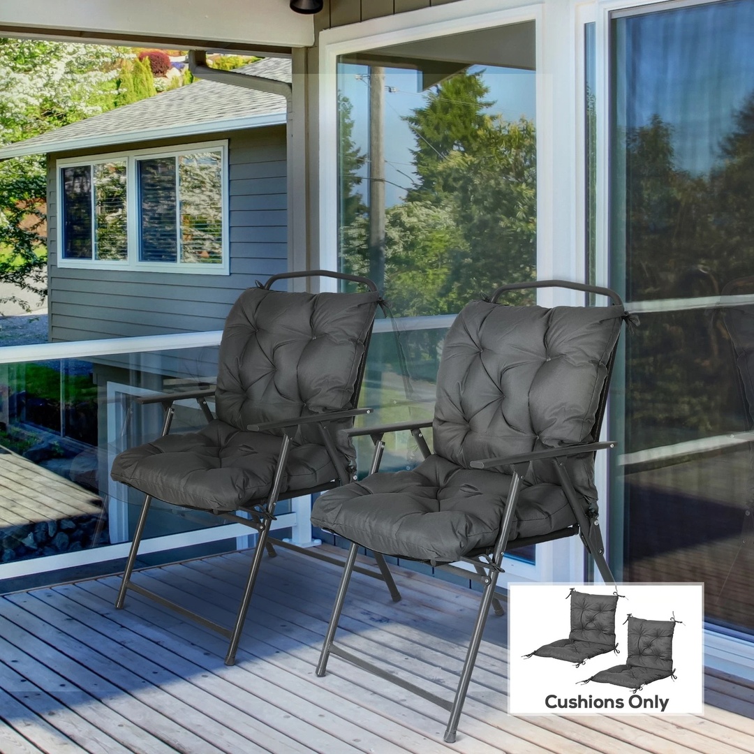 Set of 2 Garden Chair Cushions Seat Pad