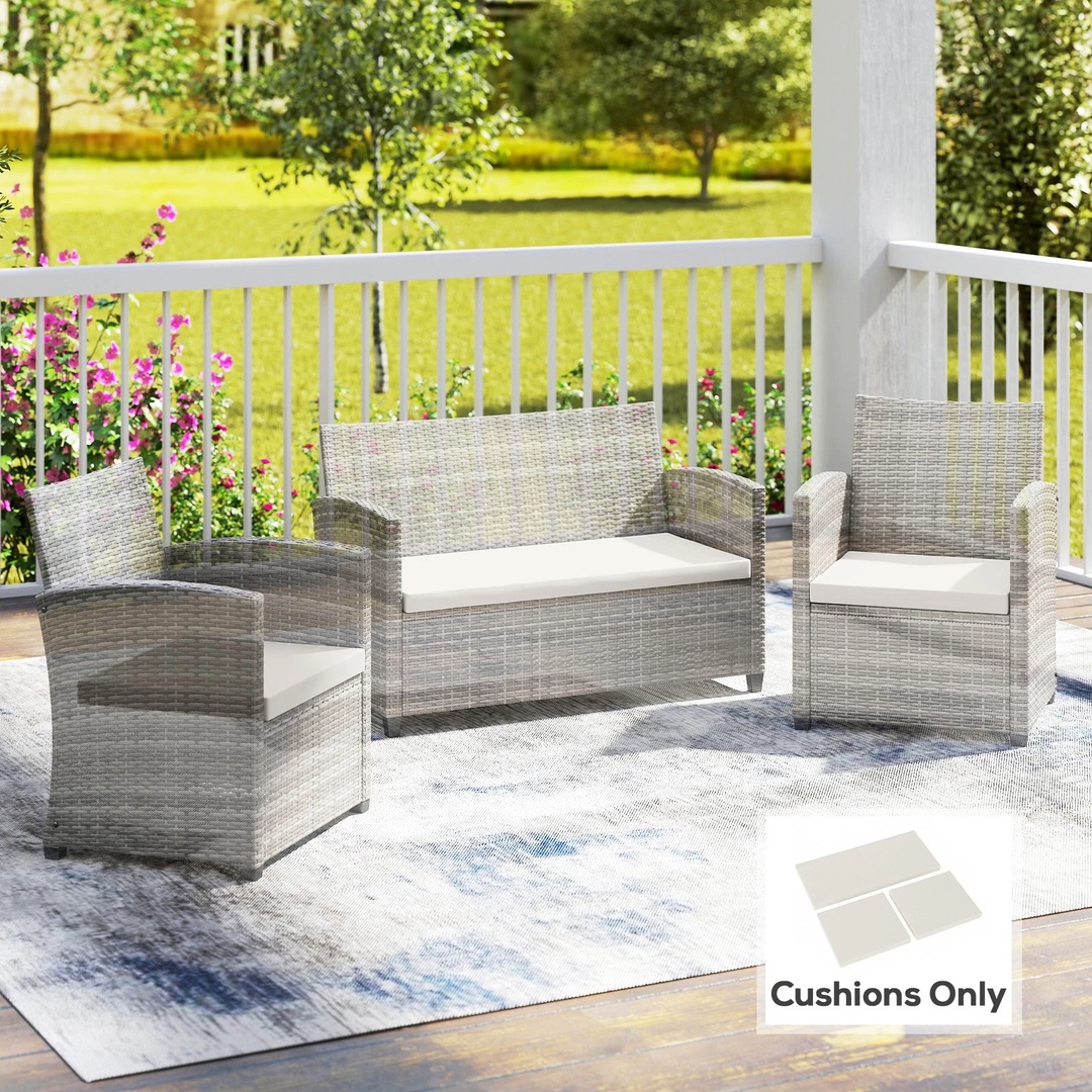 3PCs Rattan Garden Seat Cushions Pads