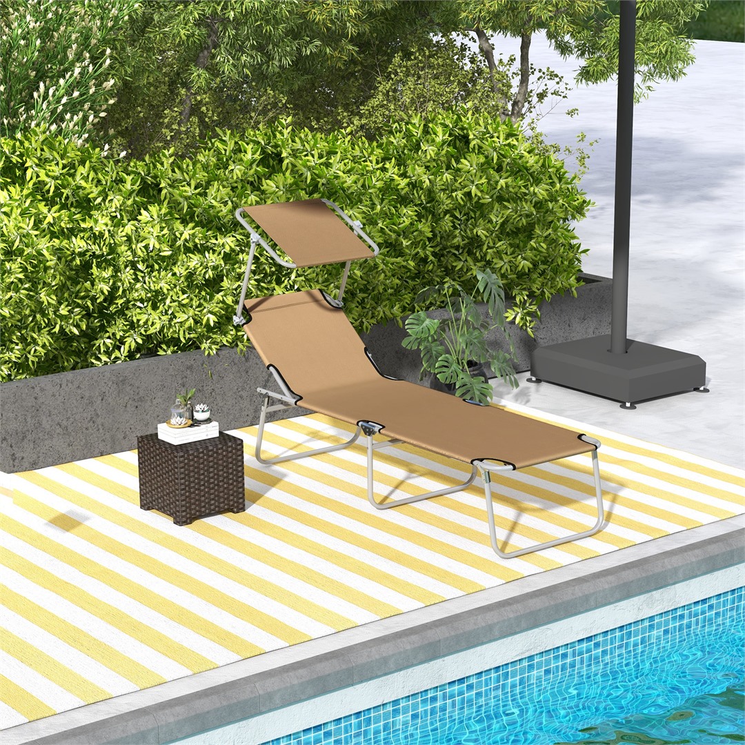 Tan Reclining Sun Lounger Chair