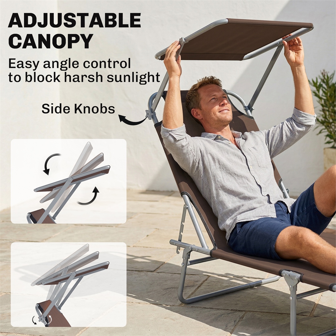 Brown Reclining Sun Lounger Chair