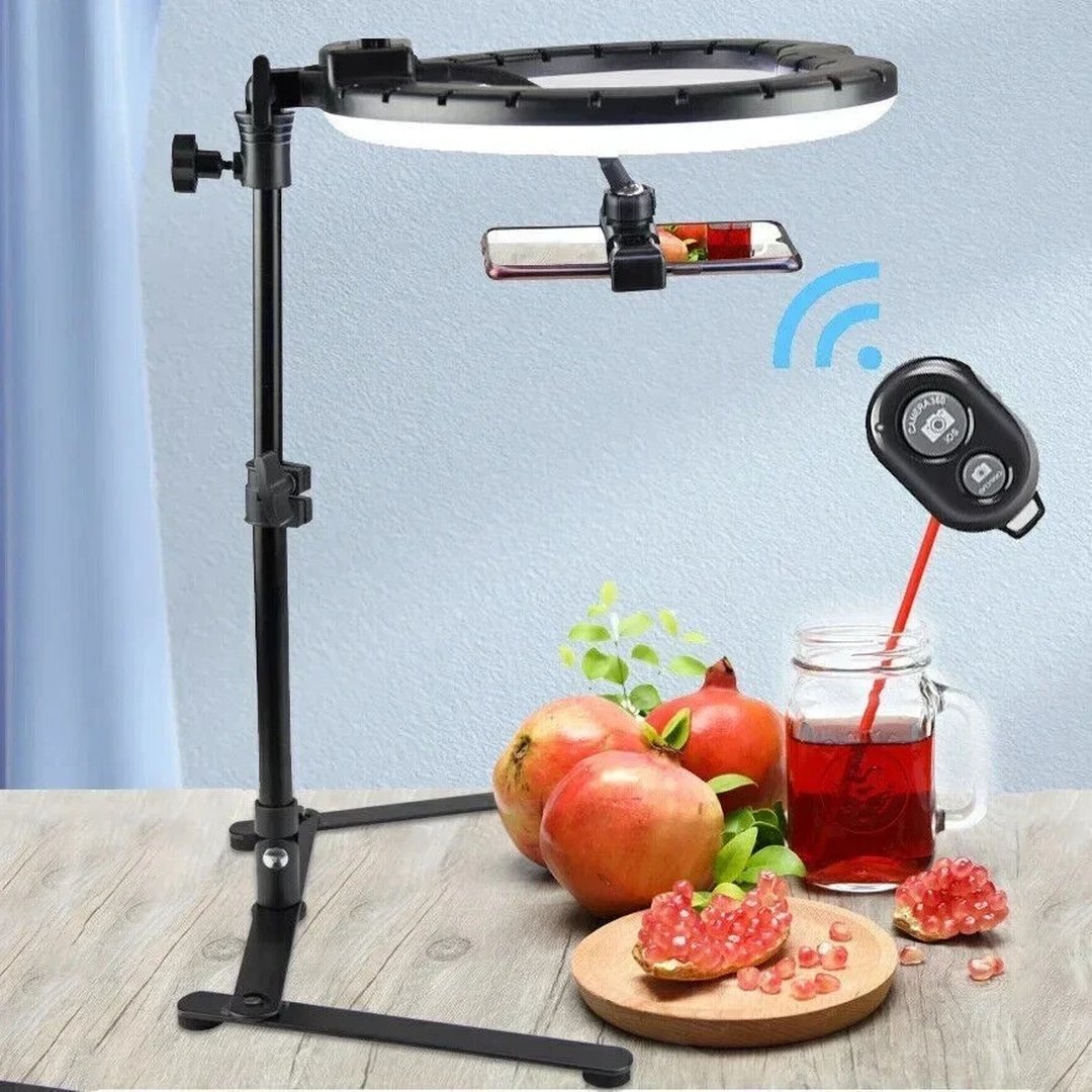 Adjustable Overhead Phone Tripod Stand with Ring Light