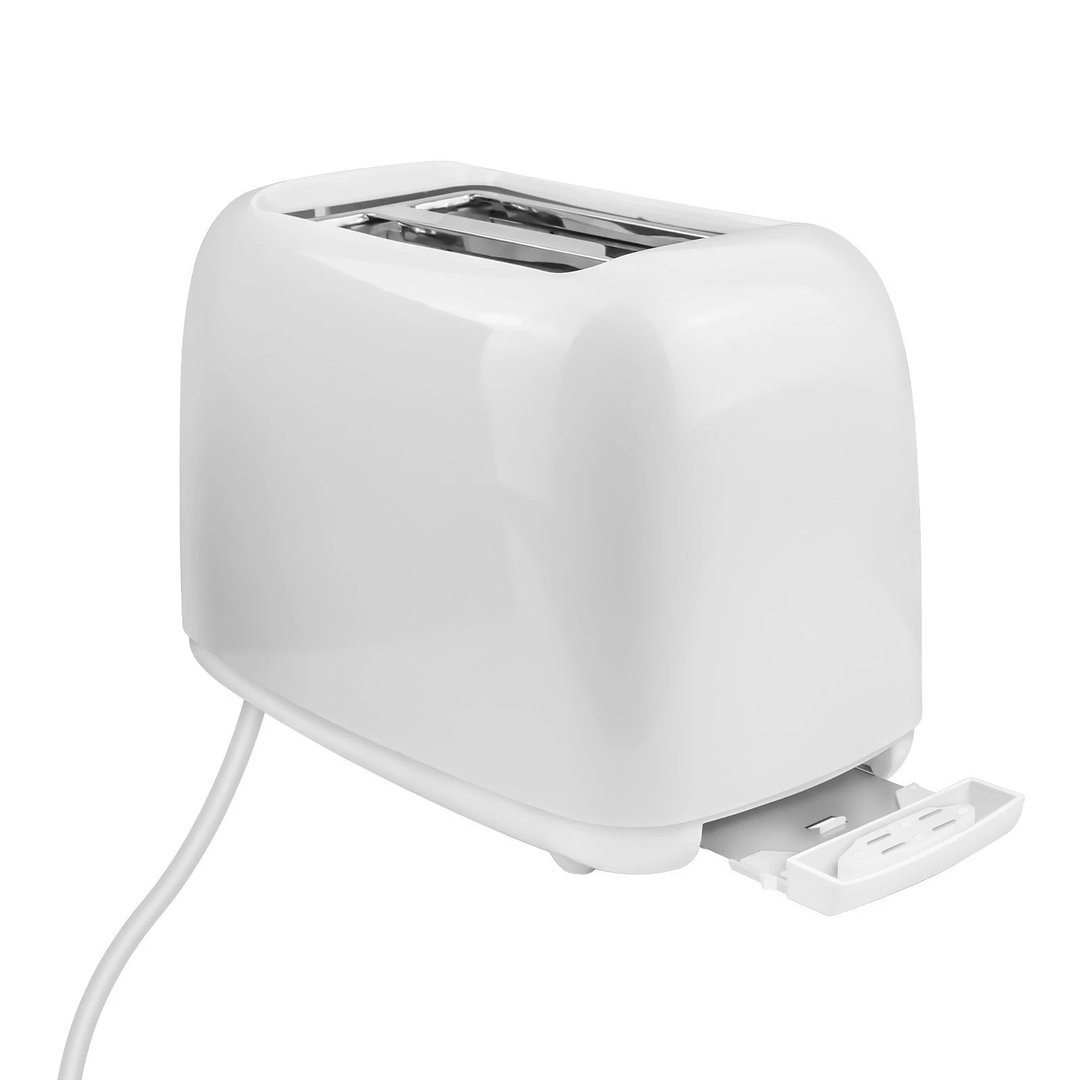 White 2 Slice Toaster Wide Slot Defrost Reheat