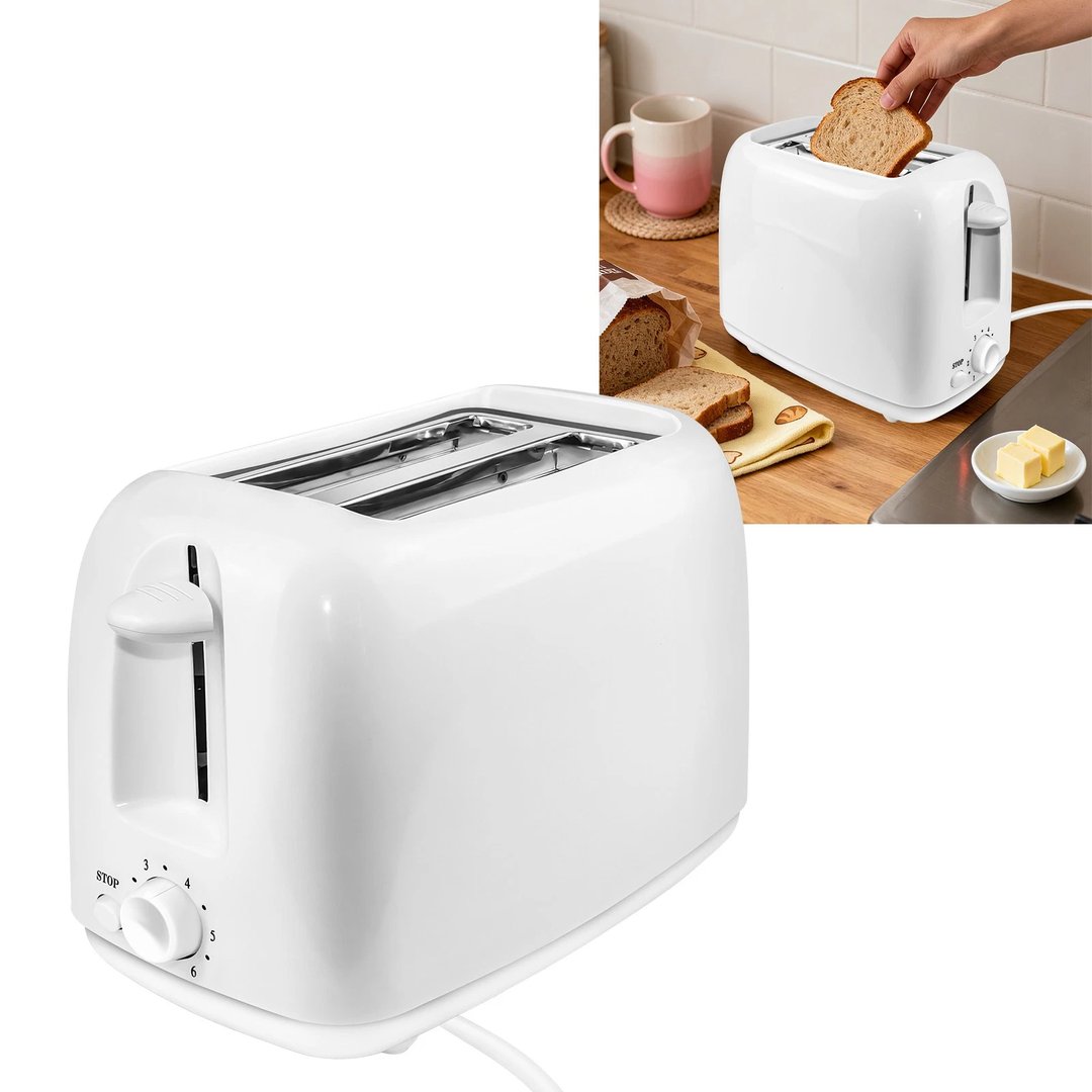 White 2 Slice Wide Slot Toaster