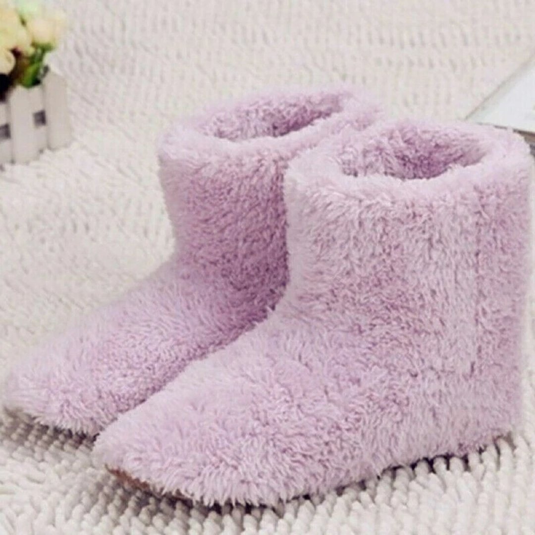 Pink For Women(35-39) USB Heated Plush Foot Warmer Slippers