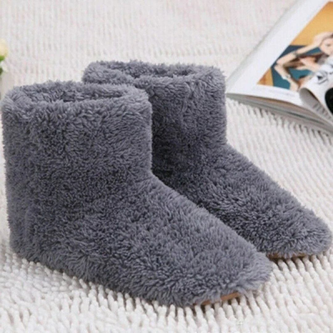 Grey For Men(39-43) USB Heated Plush Foot Warmer Slippers